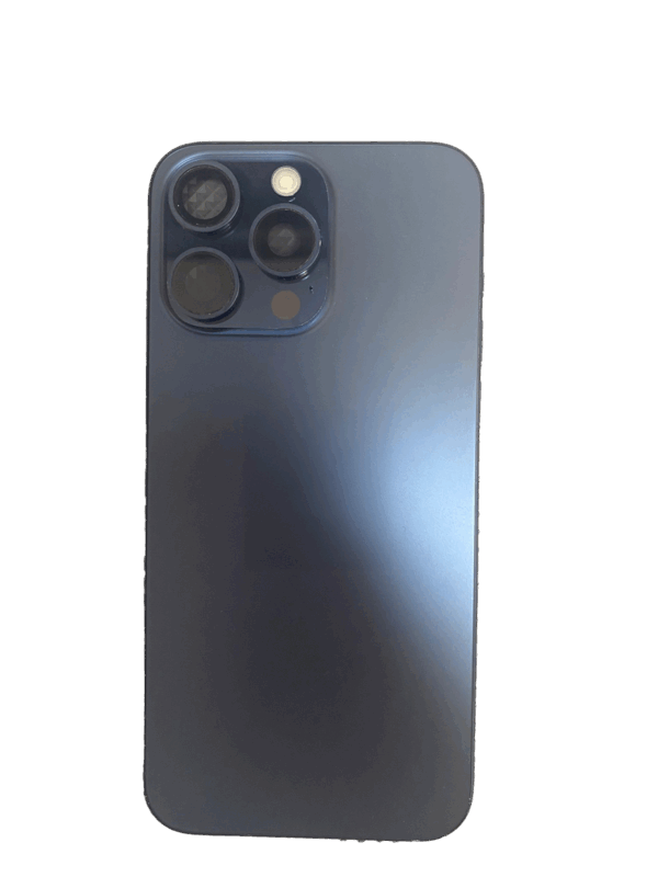 İphone 15 Pro Max Uyumlu Arka Cam (Mavi) (Kamera Camlı)